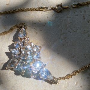 Sterling silver CZ necklace vermeil gold plated opulent bridal necklace